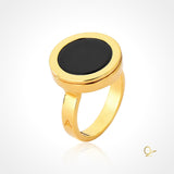 Golden Ring with Black Obsidian