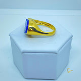 18k Gold Plated Ring with Blue Anil Quartz