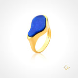 18k Gold Plated Ring with Blue Anil Quartz