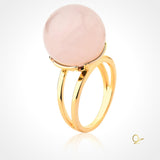 18k Gold Plated Ring with Pink Quartz
