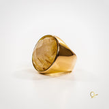 Gold Ring with Rutilated Quartz
