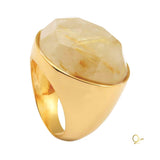 Gold Ring with Rutilated Quartz