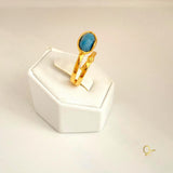 Anel Dourado com Quartzo Trolita