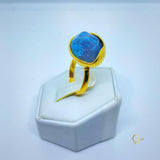 Gold Ring with Trolite Quartz