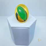 18k Gold Plated Ring with Green Quartz