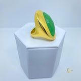 18k Gold Plated Ring with Green Quartz
