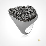 Black Rhodium Ring with Black Druse