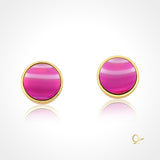 18k Gold Plated Earring with Pink Agate