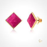 18k Gold Plated Earring with Pink Feldspar