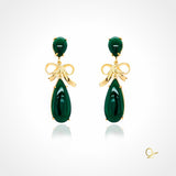 Gold Earring with Green Agate