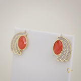 18k Gold Plated Earring with Papoula Quartz and Zirconia