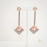 18k Gold Plated Earring with Pink Quartz and Zirconia