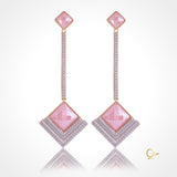 18k Gold Plated Earring with Pink Quartz and Zirconia