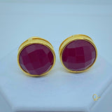18k Gold Plated Earring with Indian Ruby