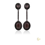 Black Rhodium Earring with Smoked Quartz and Black Zirconia